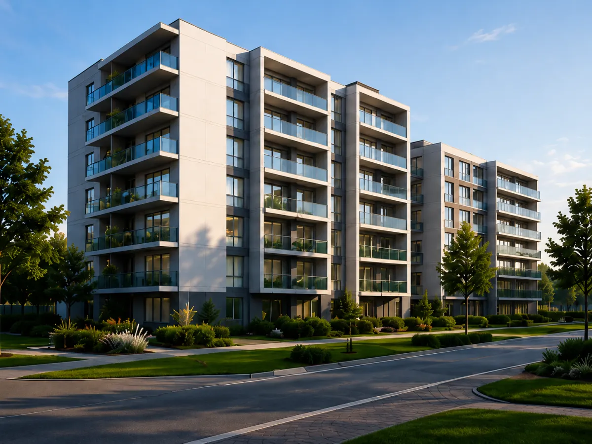 Condominio residenziale moderno con balconi vetrati